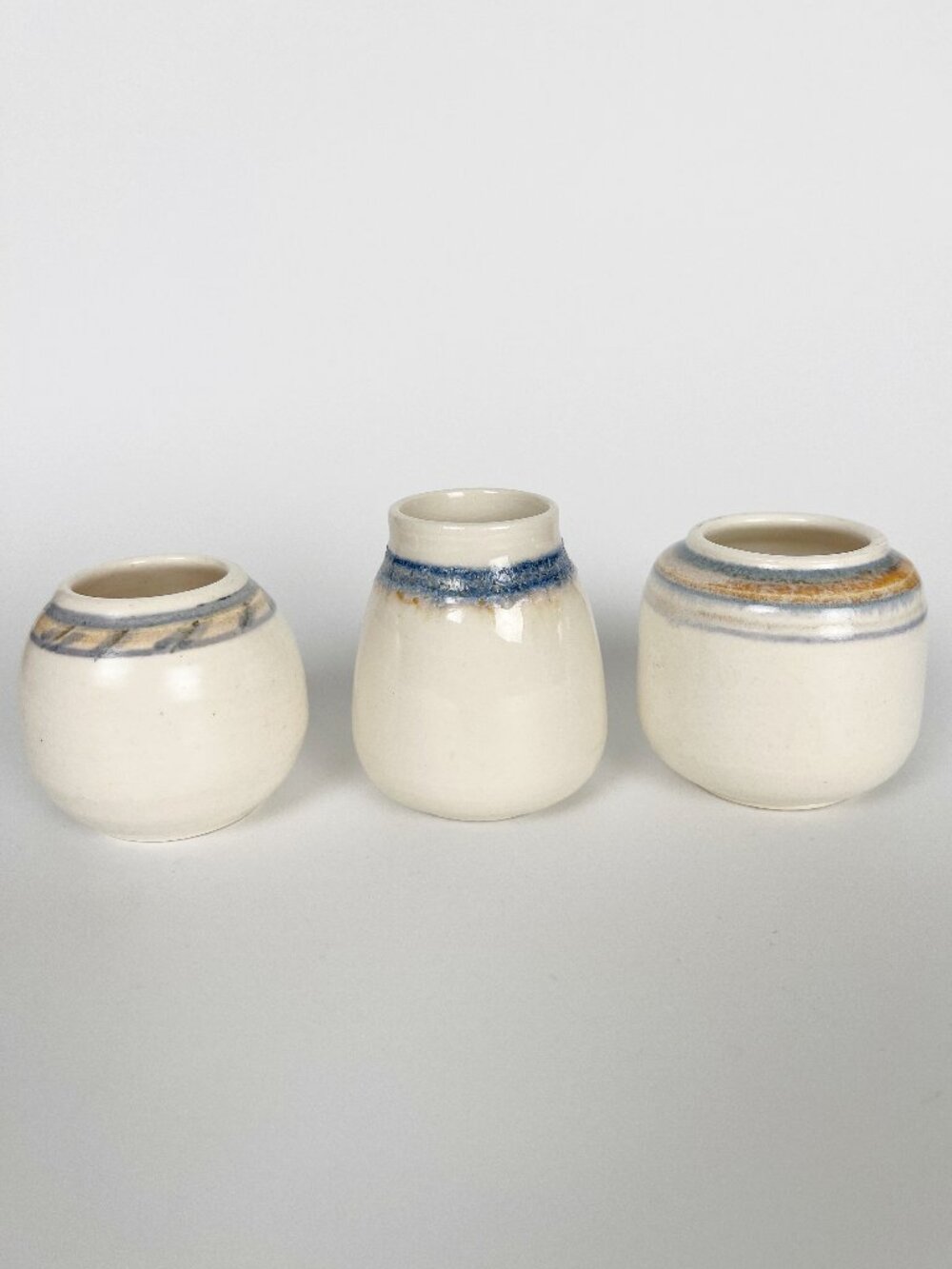 Vintage 70s Mini Vase Set Pottery Ceramics Handmade Mid Century Modern MCM 1970s